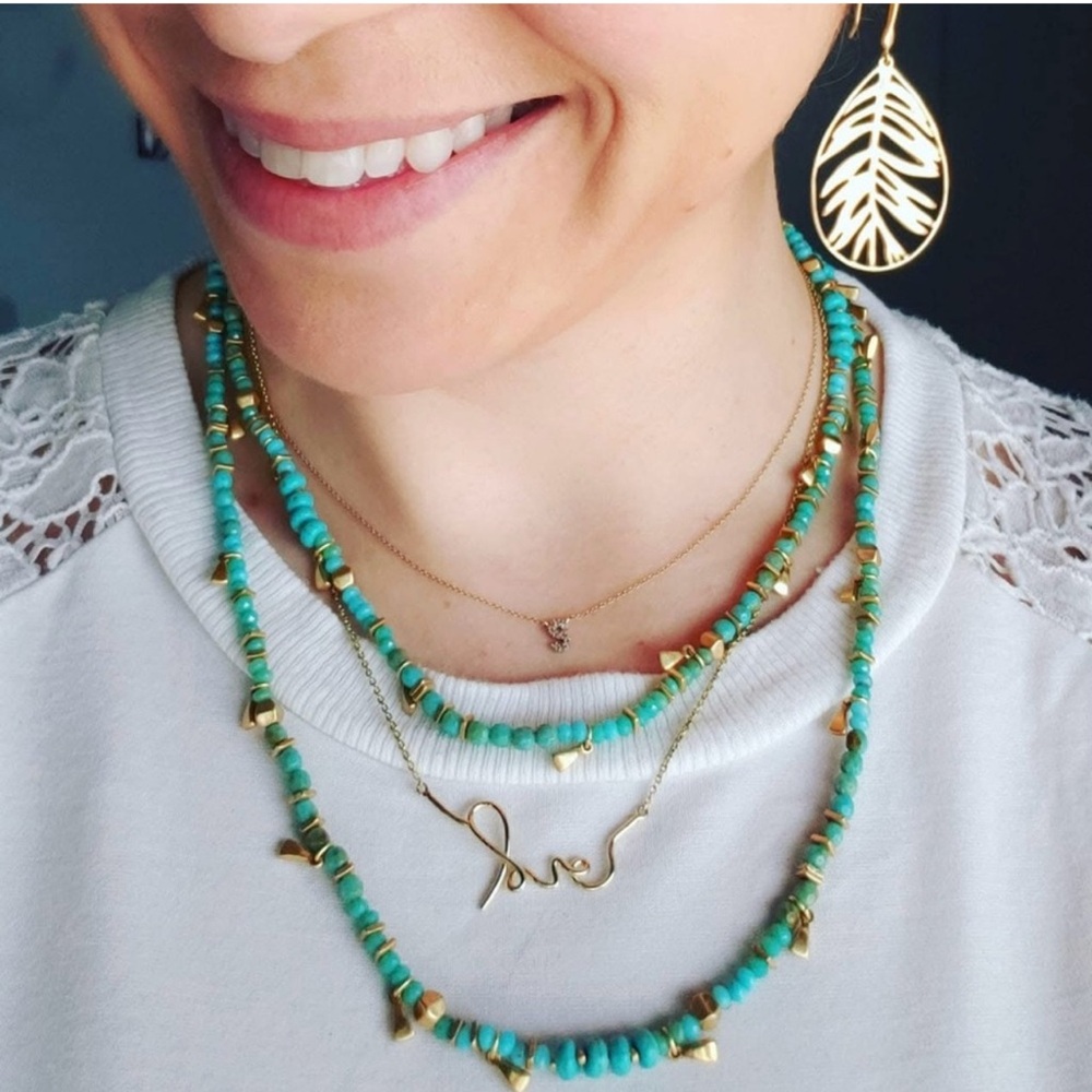 Stella & Dot Turquoise and Gold Beaded versatile Necklace or bracelet